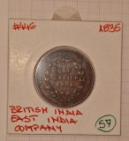 British India, East India Company, 1/4 Anna 1835, KM#446, William IV, Asia