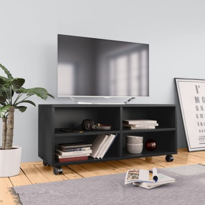 vidaXL Dulap TV cu rotile, negru, 90x35x35, lemn prelucrat foto
