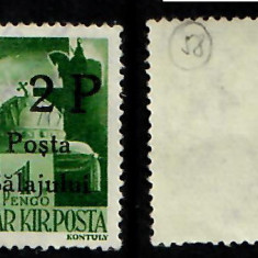 Ardealul de Nord 1945 Posta Salajului timbru original sursarj 2P pe 1P stampilat