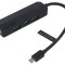 Hub USB 4 porturi cu USB A și USB C, gri