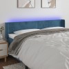 VidaXL Tăblie de pat cu LED, albastru &icirc;nchis, 163x16x78/88 cm, catifea