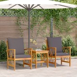 Set de lounge pentru grădină vidaXL, 3 piese, cu perne, din lemn masiv de acacia