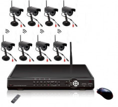 Sistem supraveghere DVR-NVR fara fir cu 8 camere foto