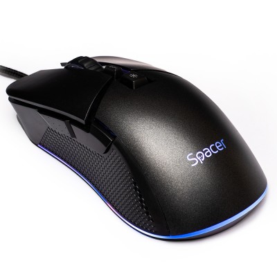 MOUSE Spacer - gaming, gaming, cu fir, USB, optic, rezolutie selectabila max. 8.000 dpi, butoane/scroll 7/1, iluminare RGB, negru, &amp;quot;SPGM-PULSAR-PRO&amp;quot; ( foto
