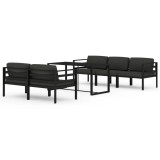 Set mobilier de gradina cu perne, 6 piese, antracit, aluminiu