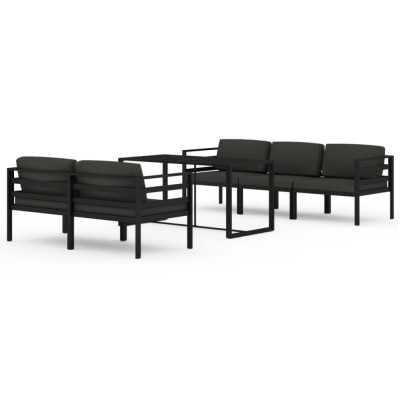 Set mobilier de gradina cu perne, 6 piese, antracit, aluminiu foto
