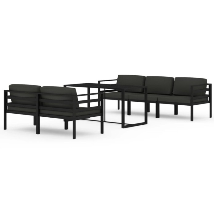 Set mobilier de gradina cu perne, 6 piese, antracit, aluminiu
