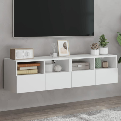 Dulap TV de perete, 2 buc, alb, 60x30x30 cm, lemn prelucrat GartenMobel Dekor foto