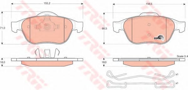 Set placute frana,frana disc RENAULT SCENIC I (JA0/1) (1999 - 2003) TRW GDB1468