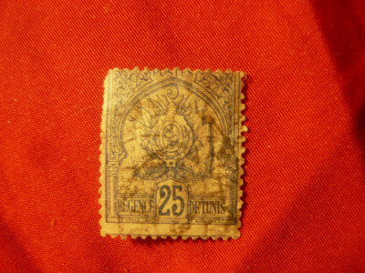 Timbru Tunisia 1888 protectorat francez 25C stampilat foto