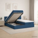 Cumpara ieftin Pat ottoman cu saltea cu headboard 2 buc. albastru Tesatura