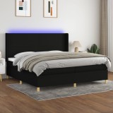 Cumpara ieftin Pat cu arcuri, saltea și LED, negru, 200x200 cm, textil