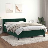 vidaXL Pat box spring cu saltea, verde &icirc;nchis, 140x200 cm, catifea 3127496
