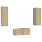 Cumpara ieftin Set de dulapuri TV, 3 piese, stejar sonoma, lemn prelucrat