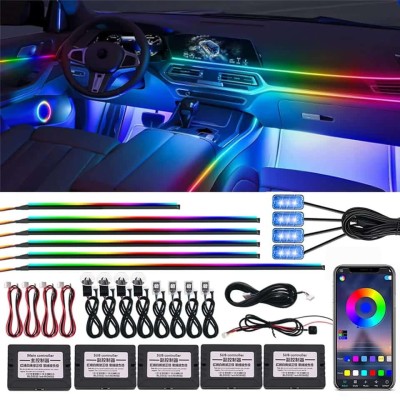 Lumini Ambientale LED interior RGB Acrilice 18 in 1 Dinamice cu efect Symphony pentru Fete usi, Bord, Manere, Podea, Control din aplicatie Bluetooth, foto