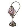 Veioza Orientala Vintage cu Mozaic Visiniu 38cm, Metal, E14, A+, Decorativa Noptiera Living