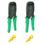 Cumpara ieftin Set 2 clesti de sertizare cablu de retea, mufe LAN RJ45 RJ12 RJ11 cu cutite de taiere incluse, Dactylion