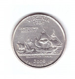 Moneda SUA 25 centi/quarter dollar 2000 P, Virginia 1788, stare buna, America de Nord, Nichel