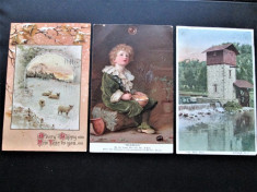 Lot de 3 Carti Postale vechi, USA / America - 1910, 1913, 1915 foto