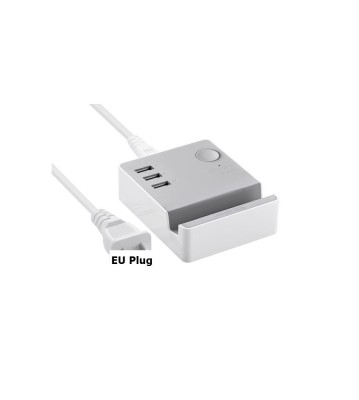 Stație de &amp;icirc;ncărcare USB cu 3 porturi cu cradle IQ Tech - mufă UE-Culoare Alb foto