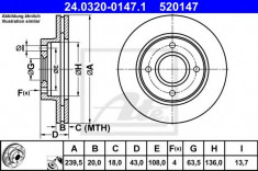 Disc frana FORD COURIER (J3, J5) (1996 - 2016) ATE 24.0320-0147.1 foto