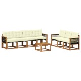 vidaXL Set de canapele de exterior cu pernă 8 pcs Natural și Crem 3381822