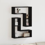 Rafturi de perete vidaXL, 2 buc, Negru și Stejar, 50x15x85 cm, din lemn stratificat