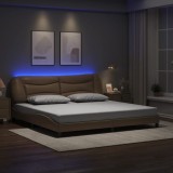 vidaXL Cadru de pat lumini LED, cappuccino, 200x200 cm piele ecologică