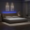 Cadru de pat lumini LED, cappuccino, 200x200 cm piele ecologică