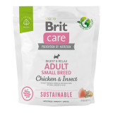 Brit Care Sustainable Adult Small Breed, XS-S, Pui și Insecte, hrană uscată c&acirc;ini, sistem digestiv, 1kg