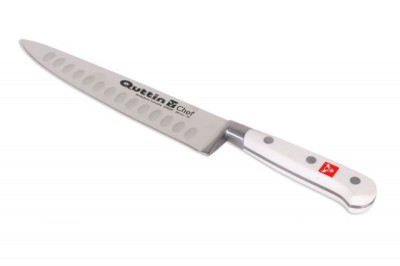 Cutit chef cu lama cu alveole 20 cm, maner alb foto