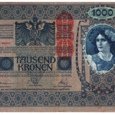 Austria Austro Ungaria 1902 supratipar 1000 coroane kronen P-59 Seria 38580