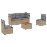 Cumpara ieftin Patio Sofa Set 5-Locuri Amestec de bej si gri deschis