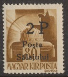 Ardealul de Nord 1945 Posta Salajului timbru 2P pe 80f reprint matrita originala, Nestampilat