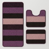Set covorase baie 3 piese Model Geometric, Mov 60x100cm