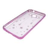 Husa silicon Beeyo Stars roz (stele) spate semitransparent pentru Samsung Galaxy J3 (SM-J320F) (2016)