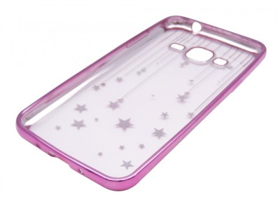 Husa silicon Beeyo Stars roz (stele) spate semitransparent pentru Samsung Galaxy J3 (SM-J320F) (2016) foto