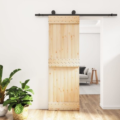 Ușă glisantă cu set de feronerie 70x210 cm, lemn masiv de pin foto