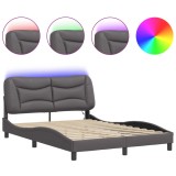 Cumpara ieftin Cadru de pat cu LED fara saltea, Hvar, gri, 140x190 cm
