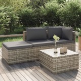 Set mobilier de gradina cu perne, 4 piese, gri, poliratan GartenMobel Dekor, vidaXL