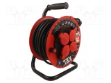 Prelungitor alimentare KEL 3x1,5mm2 bobinat cu 4 prize, gumă negru