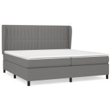 Cumpara ieftin Pat box spring cu saltea, gri inchis, 200x200 cm, textil
