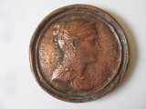 Rară! Medalie unifata Franța:Josephine Imparateasa(sotia lui Napoleon),gravor Andrieu TBE 1804,diametrul=65 mm