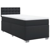 Cumpara ieftin Pat box spring cu saltea, negru, 90x200 cm, piele ecologica