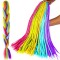 Extensii Par Sintetic Colorat, Bucle Curcubeu, Fibre Rezistente, Ușor de Coafat, Lungime 60 cm