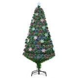 Brad de Craciun, brad cu lumini cu 21 becuri LED, 150cm, putere 10W, Baza suport din metal, din PVC si fibra optica HOMCOM | Aosom Romania