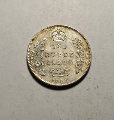 India 1 One Rupee 1907 Aunc foto