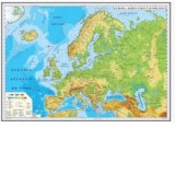 Europa. Harta fizica si politica 700x500mm (fara sipci)