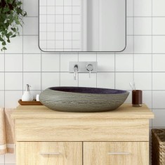 vidaXL Lavoar de blat, violet și gri, 59x40x14 cm, ceramică, oval