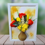 Tablou A4 cu flori de săpun, galben, Simple